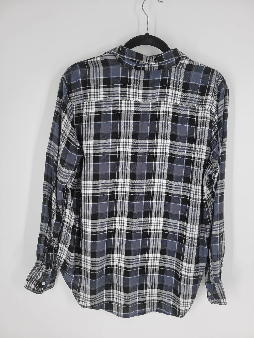 Frank & Eileen Women's Navy Plaid Button-Front Shirt Relaxed Fit Size S - Picture 5 of 6